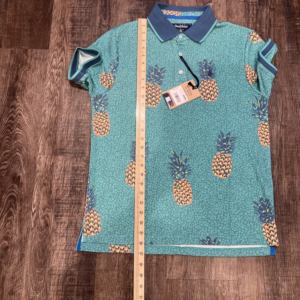 NWT chubbie's~SMALL~Men's The Green Giant Pique Polo Pineapple Print